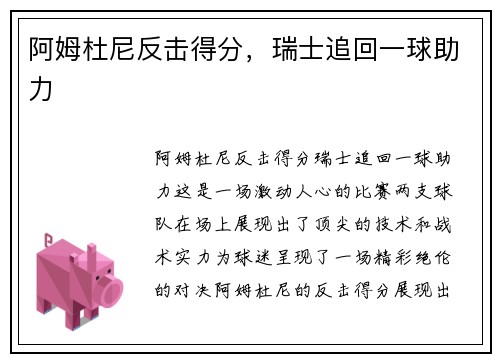 阿姆杜尼反击得分，瑞士追回一球助力